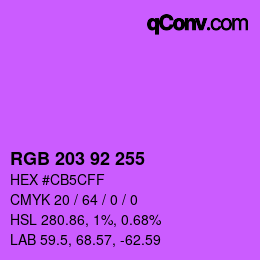 Color code: RGB 203 92 255 | qconv.com