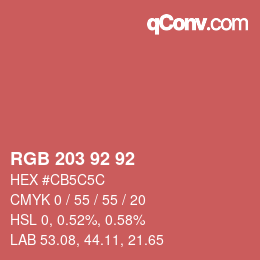 Color code: RGB 203 92 92 | qconv.com