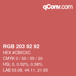 カラーコード: RGB 203 92 92 | qconv.com