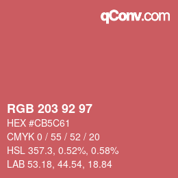 Color code: RGB 203 92 97 | qconv.com