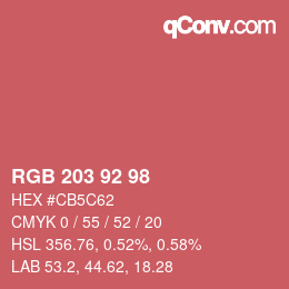 Color code: RGB 203 92 98 | qconv.com