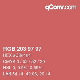 Color code: RGB 203 97 97 | qconv.com