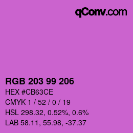カラーコード: RGB 203 99 206 | qconv.com