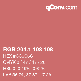 カラーコード: RGB 204.1 108 108 | qconv.com