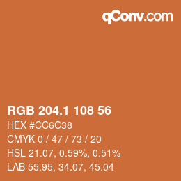 カラーコード: RGB 204.1 108 56 | qconv.com