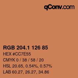 カラーコード: RGB 204.1 126 85 | qconv.com