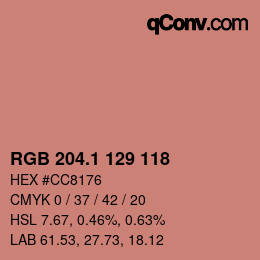 カラーコード: RGB 204.1 129 118 | qconv.com