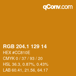 カラーコード: RGB 204.1 129 14 | qconv.com
