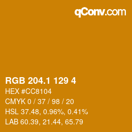 カラーコード: RGB 204.1 129 4 | qconv.com