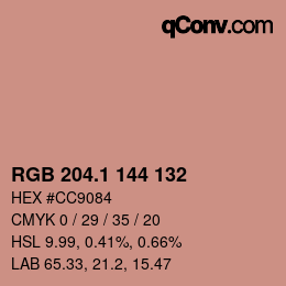 カラーコード: RGB 204.1 144 132 | qconv.com