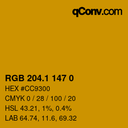 カラーコード: RGB 204.1 147 0 | qconv.com