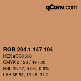 カラーコード: RGB 204.1 147 104 | qconv.com