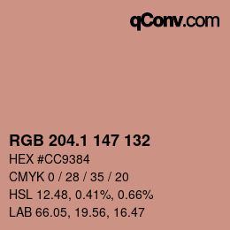 カラーコード: RGB 204.1 147 132 | qconv.com