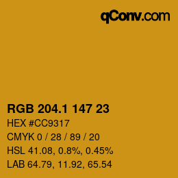 カラーコード: RGB 204.1 147 23 | qconv.com