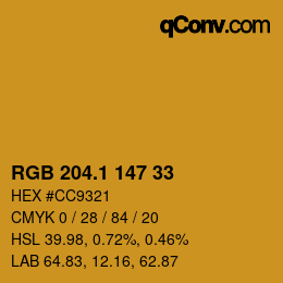 カラーコード: RGB 204.1 147 33 | qconv.com