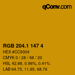 カラーコード: RGB 204.1 147 4 | qconv.com