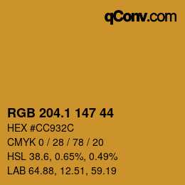 カラーコード: RGB 204.1 147 44 | qconv.com