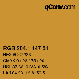 カラーコード: RGB 204.1 147 51 | qconv.com