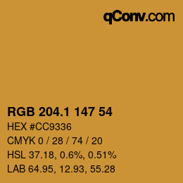 カラーコード: RGB 204.1 147 54 | qconv.com