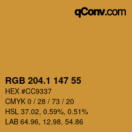 カラーコード: RGB 204.1 147 55 | qconv.com