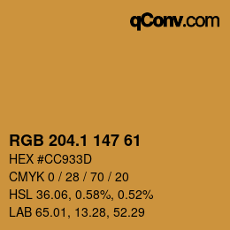 カラーコード: RGB 204.1 147 61 | qconv.com