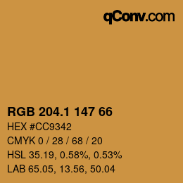 カラーコード: RGB 204.1 147 66 | qconv.com