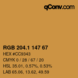 カラーコード: RGB 204.1 147 67 | qconv.com