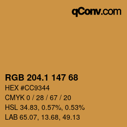 カラーコード: RGB 204.1 147 68 | qconv.com