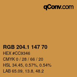カラーコード: RGB 204.1 147 70 | qconv.com
