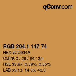 カラーコード: RGB 204.1 147 74 | qconv.com