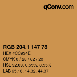 カラーコード: RGB 204.1 147 78 | qconv.com