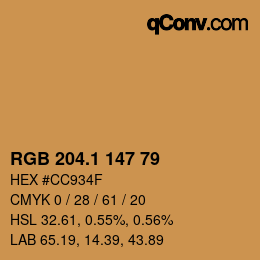 カラーコード: RGB 204.1 147 79 | qconv.com