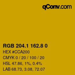 カラーコード: RGB 204.1 162.8 0 | qconv.com