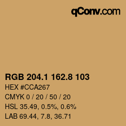 Color code: RGB 204.1 162.8 103 | qconv.com