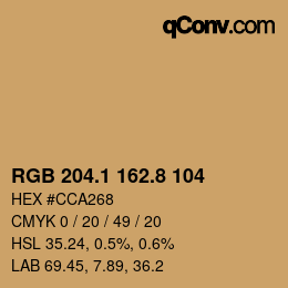 Color code: RGB 204.1 162.8 104 | qconv.com