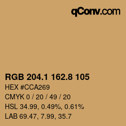 Color code: RGB 204.1 162.8 105 | qconv.com