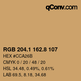 Color code: RGB 204.1 162.8 107 | qconv.com