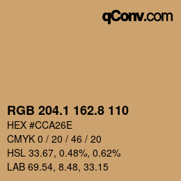 Color code: RGB 204.1 162.8 110 | qconv.com