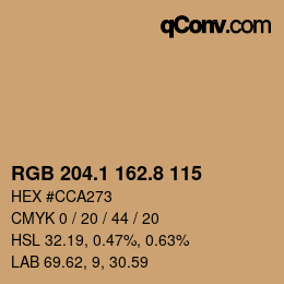 Color code: RGB 204.1 162.8 115 | qconv.com