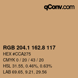 Color code: RGB 204.1 162.8 117 | qconv.com