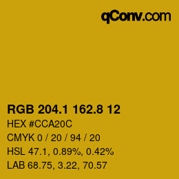 カラーコード: RGB 204.1 162.8 12 | qconv.com