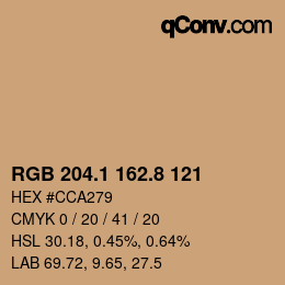 Color code: RGB 204.1 162.8 121 | qconv.com