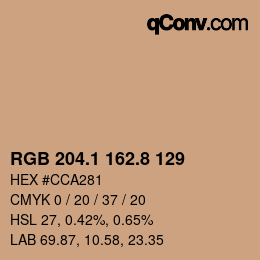 Color code: RGB 204.1 162.8 129 | qconv.com