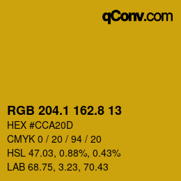 カラーコード: RGB 204.1 162.8 13 | qconv.com