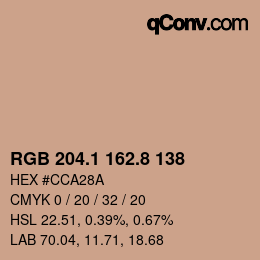 Color code: RGB 204.1 162.8 138 | qconv.com