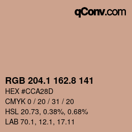 Color code: RGB 204.1 162.8 141 | qconv.com