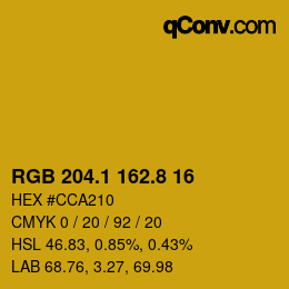 カラーコード: RGB 204.1 162.8 16 | qconv.com