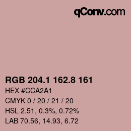 Color code: RGB 204.1 162.8 161 | qconv.com
