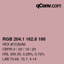 Código de color: RGB 204.1 162.8 166 | qconv.com