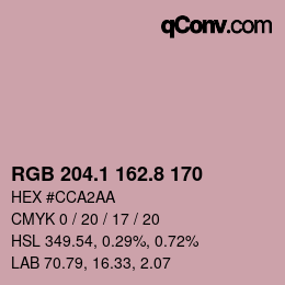 カラーコード: RGB 204.1 162.8 170 | qconv.com